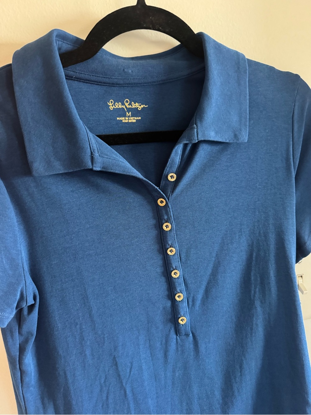 Lilly Pulitzer Navy Blue Button-Front Polo Top